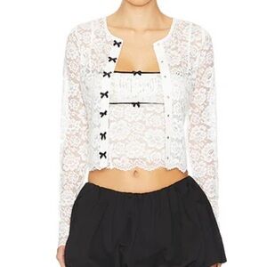 Majorelle Leila lace bow cardigan & matching tank